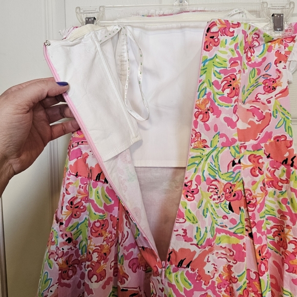 Lilly Pulitzer Strapless Ferra Dress Call Me Kitty Tiger Ruffle Mini Dress - Picture 4 of 8